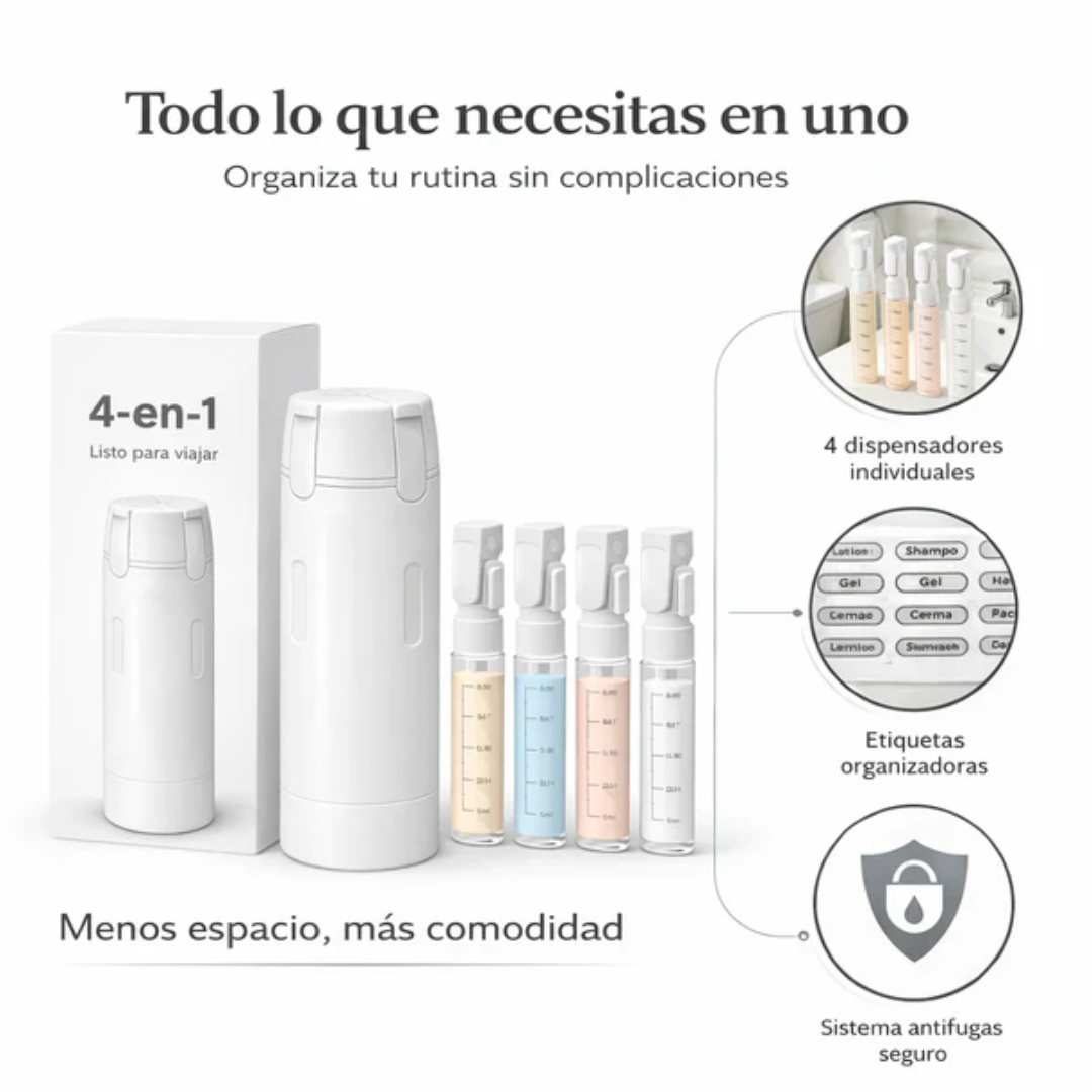 Dispensador 4 en 1 (organización en tus viajes)